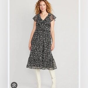 Old Navy Black and White Floral MIDI dress